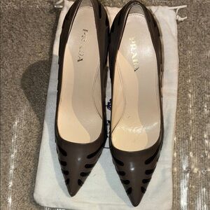 Prada Women's Dark Brown Leather Heels